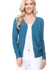 MAK Women's V-Neck Button Down Knit Cardigan Sweater