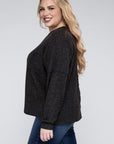 Zenana Plus Ribbed Brushed Melange Hacci Sweater