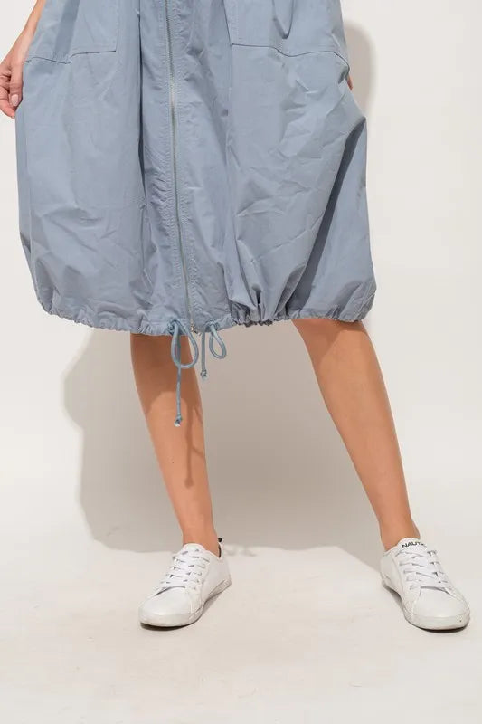 And The Why Front Zipper Overall Dress with String Details