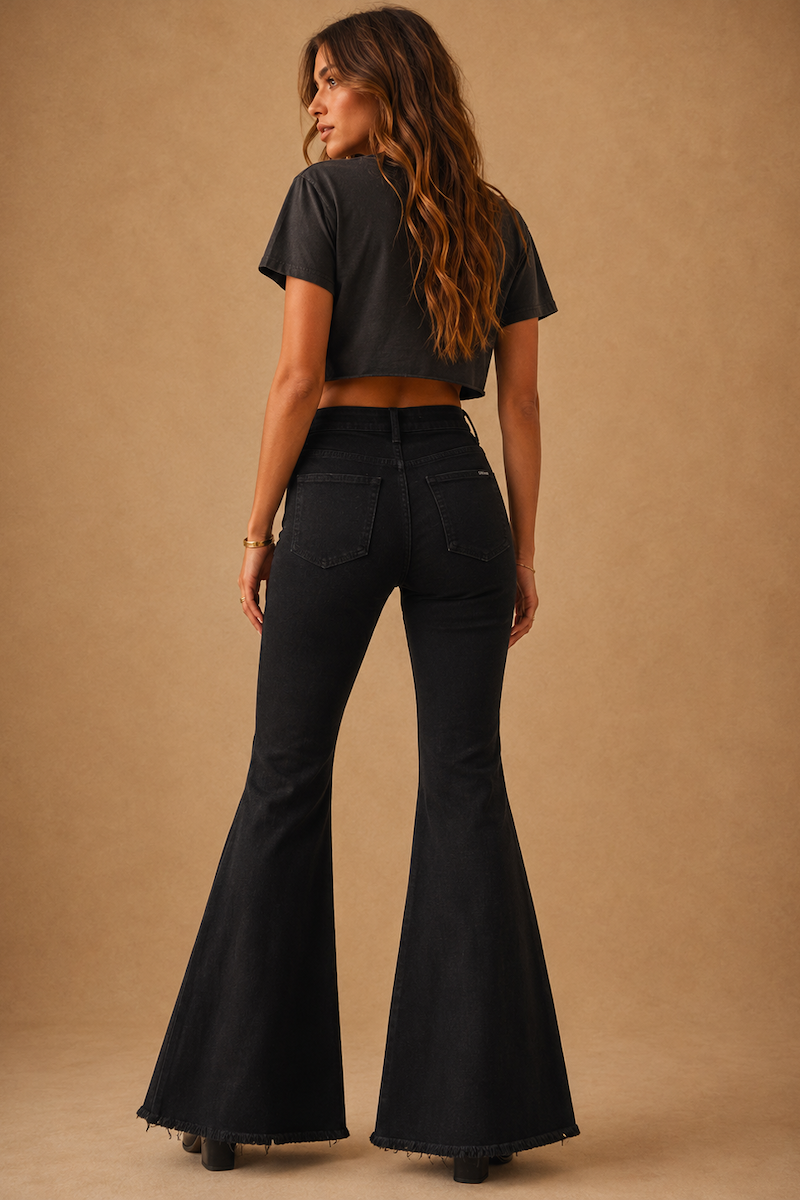 GJG Denim Desert Halo Studded Bell Bottom Jeans