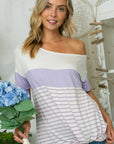 e Luna PLUS Stripe Mix One Shoulder Top