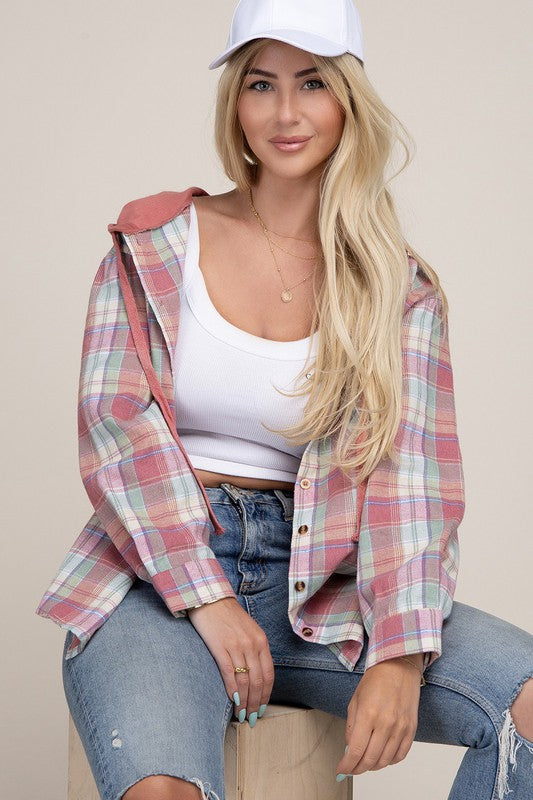 Plaid Shirt Hoodie - Online Only