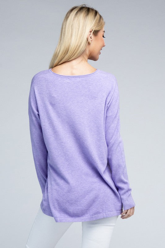 Zenana Viscose Front Pockets Sweater