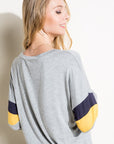 e Luna Color Block Front Tie Boxy Top