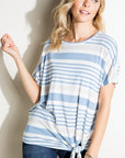 e Luna Striped Front Tie Top