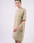 VERY J Washed Round Neck Mini Tee Dress