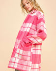 Davi & Dani Plaid Open Front Drop Shoulder Longline Coat