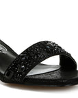 Nocturnal Rhinestone Embellished Shimmer Sandals