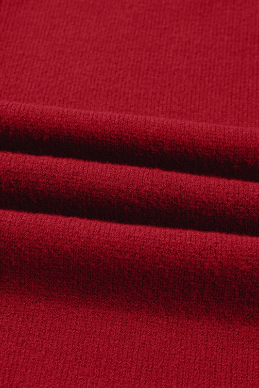 Solid Ribbed Mock Neck Sweater Dress