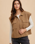 Annie Wear Puzzle Quilted Snap Down Vest Coat