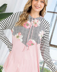 e Luna PLUS Floral Striped Sweatshirt