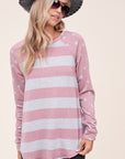 e Luna Dot Stripe Mixed Sweatshirt