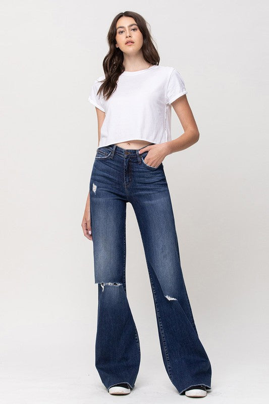 Flying Monkey High Rise Distressed Wide Leg - Online Only