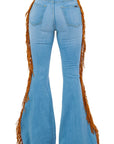 GJG Denim Fringe Bell Bottom Jean in Light Wash- Inseam 30