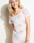 e Luna Floral Triblend Embroidery Lace Top