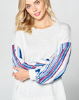 e Luna Multi Striped Solid Sweatshirt