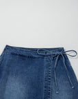 Denim Wrapped Tie Waist Skort