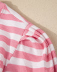 Stripe Puff Sleeve T-Shirt & Drawstring Shorts Set