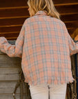 And The Why Full Size Plaid Button Up Raw Hem Shirt