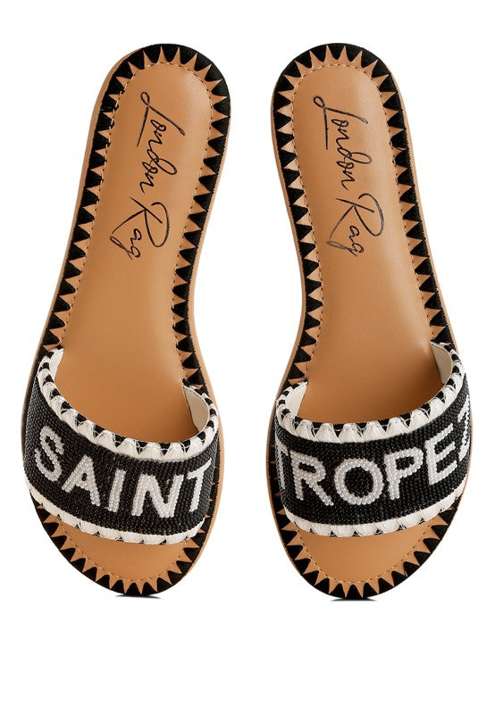 Luxe Getaway Beaded Saint Tropez Flat Slip Ons