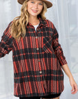 e Luna Fuzzy Plaid Button Down Shacket