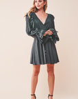 Ruffle Surplice Tied Mini Dress - Online Only