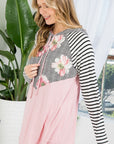 e Luna PLUS Floral Striped Sweatshirt