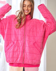 Davi & Dani Washed Soft Comfy Quilting Zip Closure Jacket