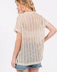 Ces Femme See Through Crochet Mock Neck Cover Up