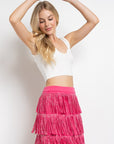 Rhinestone Suede Fringe Skirt