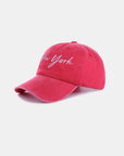 Zenana Washed Embroidered City Baseball Cap