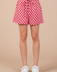 Ces Femme Checkered Round Neck Top and Shorts Set