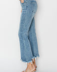 RISEN Full Size High Rise Frayed Hem Flare Jeans