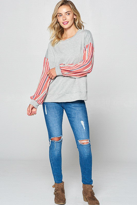 e Luna Striped Mixed Sweatshirt