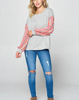 e Luna Striped Mixed Sweatshirt