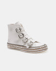 Beast Fashion Multi-Buckle Straps Studded Platform Sneakers