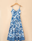 Floral Twisted Bust Spaghetti Strap Backless Maxi Dress