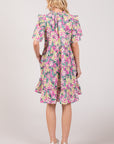 SAGE + FIG Floral Ruffle Short Sleeve Dress