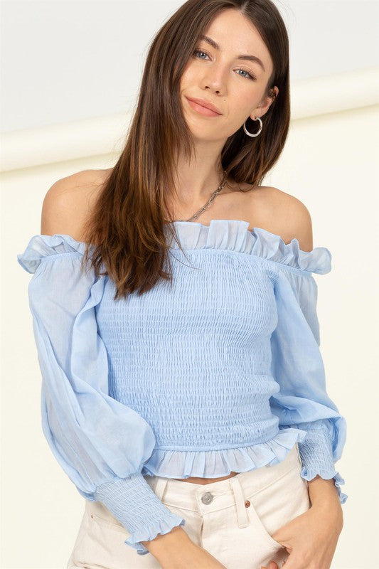 HYFVE Sunny Day Smocked Off-the-Shoulder Top