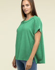 Zenana Brushed Waffle Exposed-Seam Short Sleeve Top