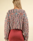 VERY J Shaggy Yarn Knit Zip Up Jacket