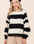 Mittoshop Striped Snap Shoulder Long Sleeve T-Shirt