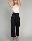 Tie Belt Straight Leg Pants - Online Only