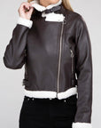 Plush Teddy Trimmed PU Jacket