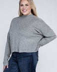 Plus Drop Shoulder Long Sleeve Top