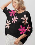 BiBi Floral Pattern Cropped Sweater