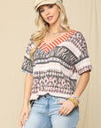 Celeste Full Size Striped V-Neck Short Sleeve T-Shirt