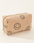 Zenana Smiley Face Corduroy Cosmetic Pouch