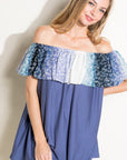 e Luna Ombre Tie Dye Off Shoulder Top