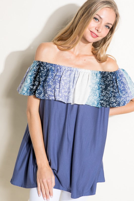 e Luna Ombre Tie Dye Off Shoulder Top